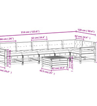 7-tlg. Garten-Lounge-Set mit Kissen Weiß Massivholz Kiefer