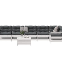 7-tlg. Garten-Lounge-Set mit Kissen Weiß Massivholz Kiefer