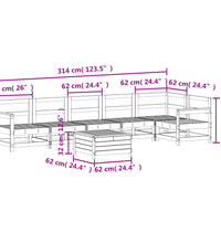 7-tlg. Garten-Sofagarnitur Massivholz Kiefer