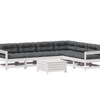7-tlg. Garten-Lounge-Set mit Kissen Weiß Massivholz Kiefer