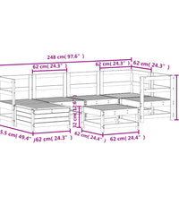 7-tlg. Garten-Sofagarnitur Weiß Massivholz Kiefer