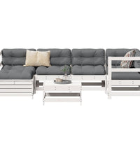 7-tlg. Garten-Sofagarnitur Weiß Massivholz Kiefer