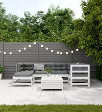 7-tlg. Garten-Lounge-Set mit Kissen Weiß Massivholz Kiefer