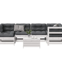 7-tlg. Garten-Lounge-Set mit Kissen Weiß Massivholz Kiefer