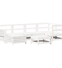 7-tlg. Garten-Sofagarnitur Weiß Massivholz Kiefer