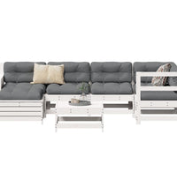 7-tlg. Garten-Sofagarnitur Weiß Massivholz Kiefer