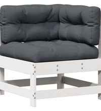 7-tlg. Garten-Lounge-Set mit Kissen Weiß Massivholz Kiefer