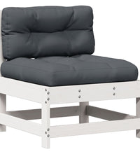 7-tlg. Garten-Lounge-Set mit Kissen Weiß Massivholz Kiefer