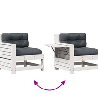 7-tlg. Garten-Lounge-Set mit Kissen Weiß Massivholz Kiefer