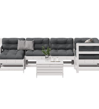 7-tlg. Garten-Lounge-Set mit Kissen Weiß Massivholz Kiefer