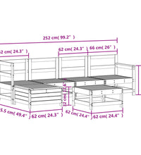6-tlg. Garten-Sofagarnitur Weiß Massivholz Kiefer