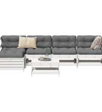 6-tlg. Garten-Sofagarnitur Weiß Massivholz Kiefer