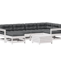 7-tlg. Garten-Lounge-Set mit Kissen Weiß Massivholz Kiefer
