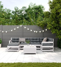 7-tlg. Garten-Lounge-Set mit Kissen Weiß Massivholz Kiefer