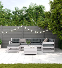 7-tlg. Garten-Lounge-Set mit Kissen Weiß Massivholz Kiefer