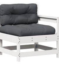 7-tlg. Garten-Lounge-Set mit Kissen Weiß Massivholz Kiefer