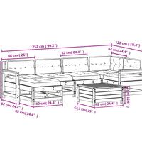7-tlg. Garten-Lounge-Set mit Kissen Weiß Massivholz Kiefer