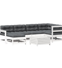 7-tlg. Garten-Lounge-Set mit Kissen Weiß Massivholz Kiefer