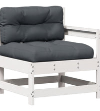 7-tlg. Garten-Lounge-Set mit Kissen Weiß Massivholz Kiefer