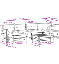 7-tlg. Garten-Lounge-Set mit Kissen Weiß Massivholz Kiefer