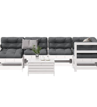 7-tlg. Garten-Lounge-Set mit Kissen Weiß Massivholz Kiefer