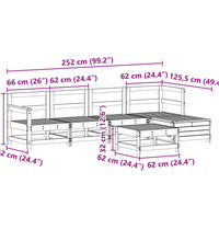 6-tlg. Garten-Sofagarnitur Massivholz Kiefer