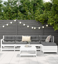 6-tlg. Garten-Sofagarnitur Weiß Massivholz Kiefer