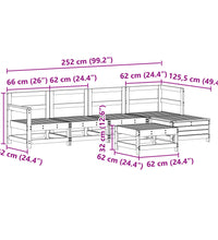 6-tlg. Garten-Sofagarnitur Weiß Massivholz Kiefer