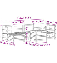 7-tlg. Garten-Sofagarnitur Massivholz Kiefer