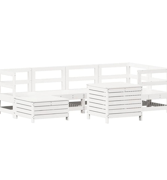 7-tlg. Garten-Sofagarnitur Weiß Massivholz Kiefer