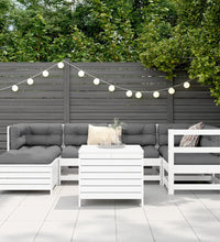 7-tlg. Garten-Sofagarnitur Weiß Massivholz Kiefer