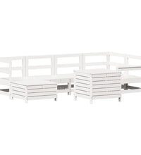 7-tlg. Garten-Sofagarnitur Weiß Massivholz Kiefer