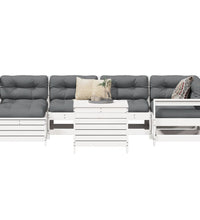 7-tlg. Garten-Sofagarnitur Weiß Massivholz Kiefer