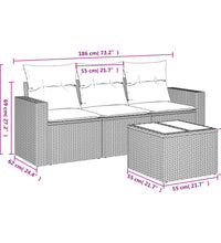 4-tlg. Garten-Sofagarnitur mit Kissen Schwarz Poly Rattan