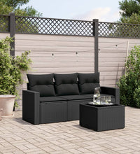 4-tlg. Garten-Sofagarnitur mit Kissen Schwarz Poly Rattan