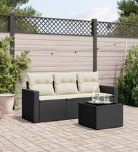 4-tlg. Garten-Sofagarnitur mit Kissen Schwarz Poly Rattan