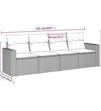 4-tlg. Garten-Sofagarnitur mit Kissen Schwarz Poly Rattan