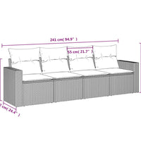 4-tlg. Garten-Sofagarnitur mit Kissen Schwarz Poly Rattan