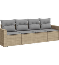 4-tlg. Garten-Sofagarnitur mit Kissen Beige Poly Rattan