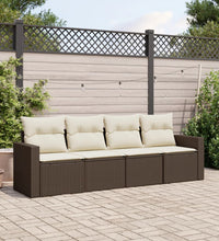 4-tlg. Garten-Sofagarnitur mit Kissen Braun Poly Rattan
