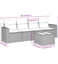 5-tlg. Garten-Sofagarnitur mit Kissen Schwarz Poly Rattan