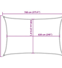 Sonnensegel 160 g/m² Rechteckig Hellgrau 6x7 m HDPE