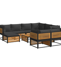 10-tlg. Garten-Sofagarnitur mit Kissen Massivholz Akazie