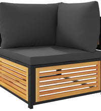 10-tlg. Garten-Sofagarnitur mit Kissen Massivholz Akazie