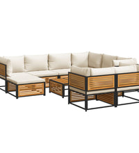 10-tlg. Garten-Sofagarnitur mit Kissen Massivholz Akazie