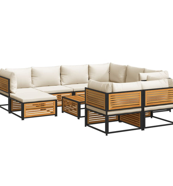 10-tlg. Garten-Sofagarnitur mit Kissen Massivholz Akazie