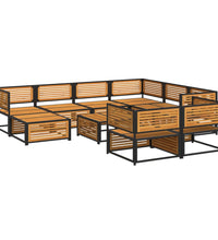 10-tlg. Garten-Sofagarnitur mit Kissen Massivholz Akazie