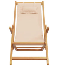 Strandstühle 2 Stk. Klappbar Beige Stoff und Massivholz