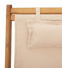 Strandstühle 2 Stk. Klappbar Beige Stoff und Massivholz