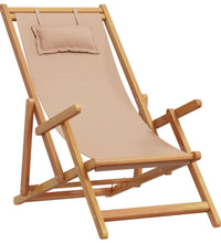 Strandstühle 2 Stk. Klappbar Taupe Stoff und Massivholz